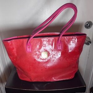 MCM Glossy Red and Pink Tote patent leather. Clean inside. Shiny hardware.